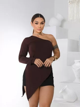 BLUSA SUPLEX MULA MANCA ASSIMÉTRICA