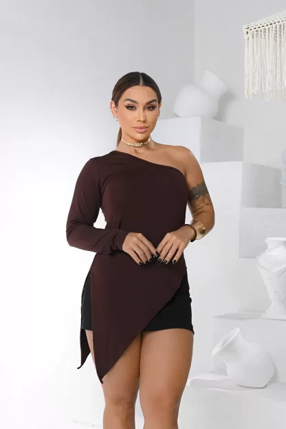 BLUSA SUPLEX MULA MANCA ASSIMÉTRICA